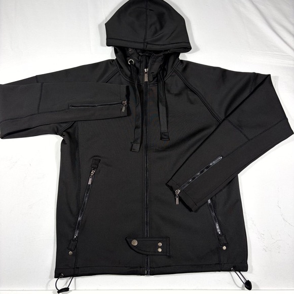 Private Member Other - Private Member Hooded Jacket Men's Small Black Stretch Zipped Pockets Drawstring